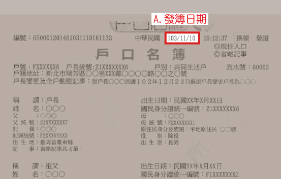 6-2.承上題，圖示說明：戶口名簿發簿日期