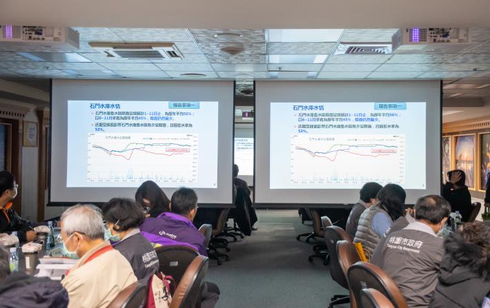 石門水庫近期受鋒面影響有少量降雨，目前蓄水率為53.83%