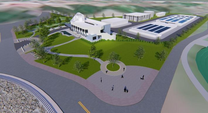 埔頂水資源回收中心採用綠建築的概念，結合廠區週邊設置景觀公園，打造大漢溪沿岸營造公共親水環境