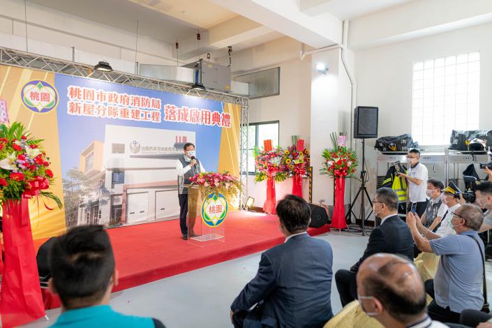 市長致詞表示，上任之後，市府陸續完成8個消防廳舍的改善工作，也逐步提升人員編制