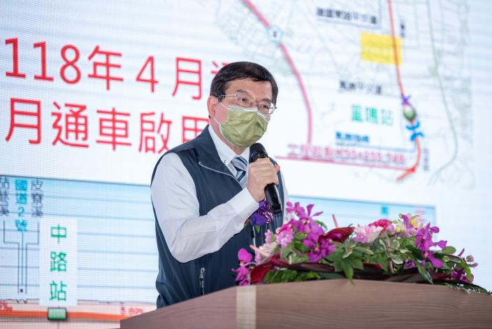 交通部長王國材表示，中壢臨時前站開工，象徵桃園鐵路地下化全面展開