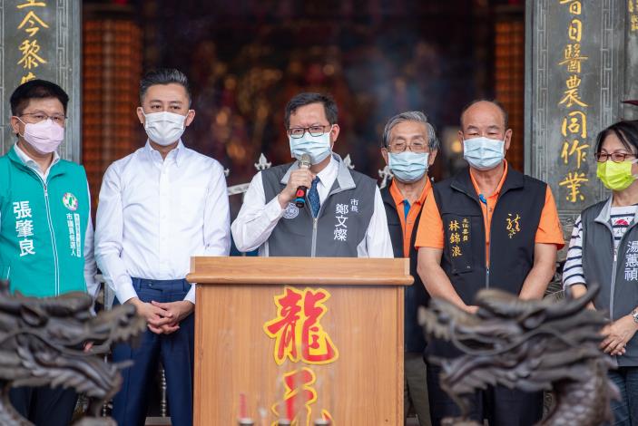 市長致詞表示，龍元宮是龍潭地方的信仰中心，其傳統商圈上元街、下元街與鄰近的龍潭大池，更是龍潭人生活的重心