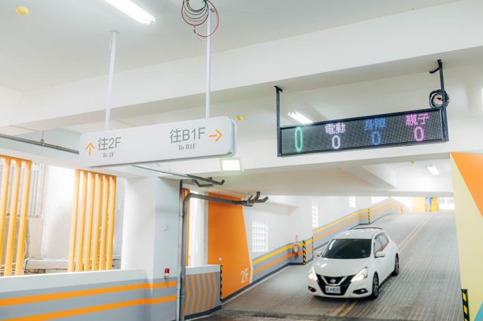 分層分區導引顯示屏，讓民眾清楚掌握剩餘車位的數量