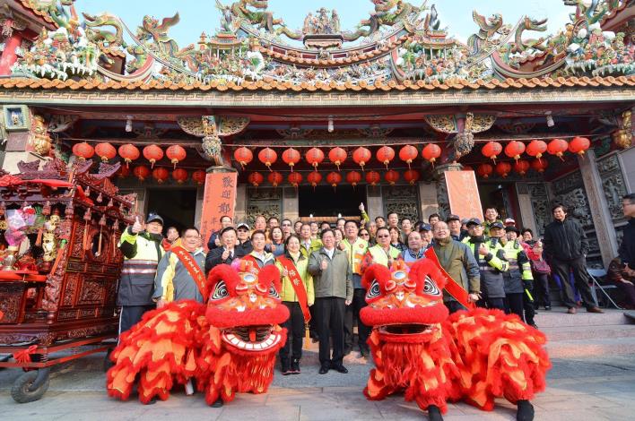 貴文宮「九府王爺、媽祖娘娘暨眾神明遶境祈福慶元宵活動」 鄭市長：祈求每個家庭受到照顧，大園建設順利完成