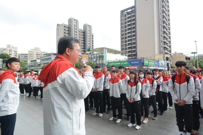 市長致詞，鼓勵每位優秀選手為桃園爭光