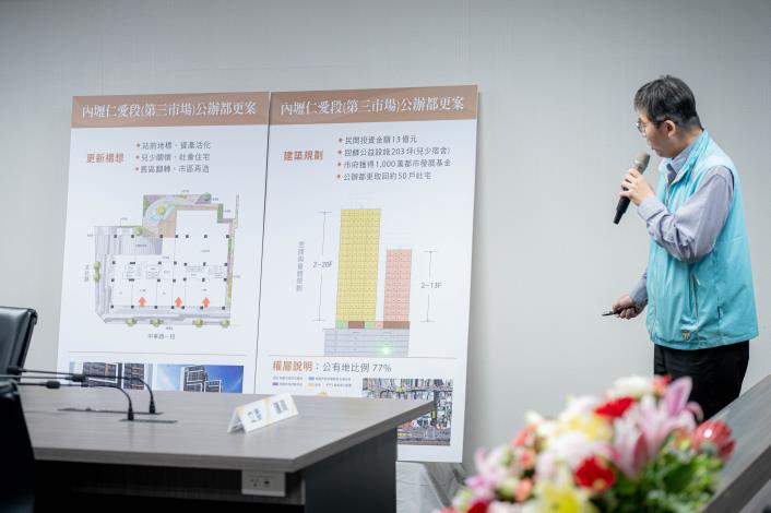 住宅發展處副處長邱奕聖說明公辦都更案規劃內容