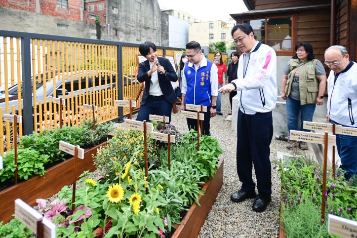 張市長參觀現場種植的食用香草植物