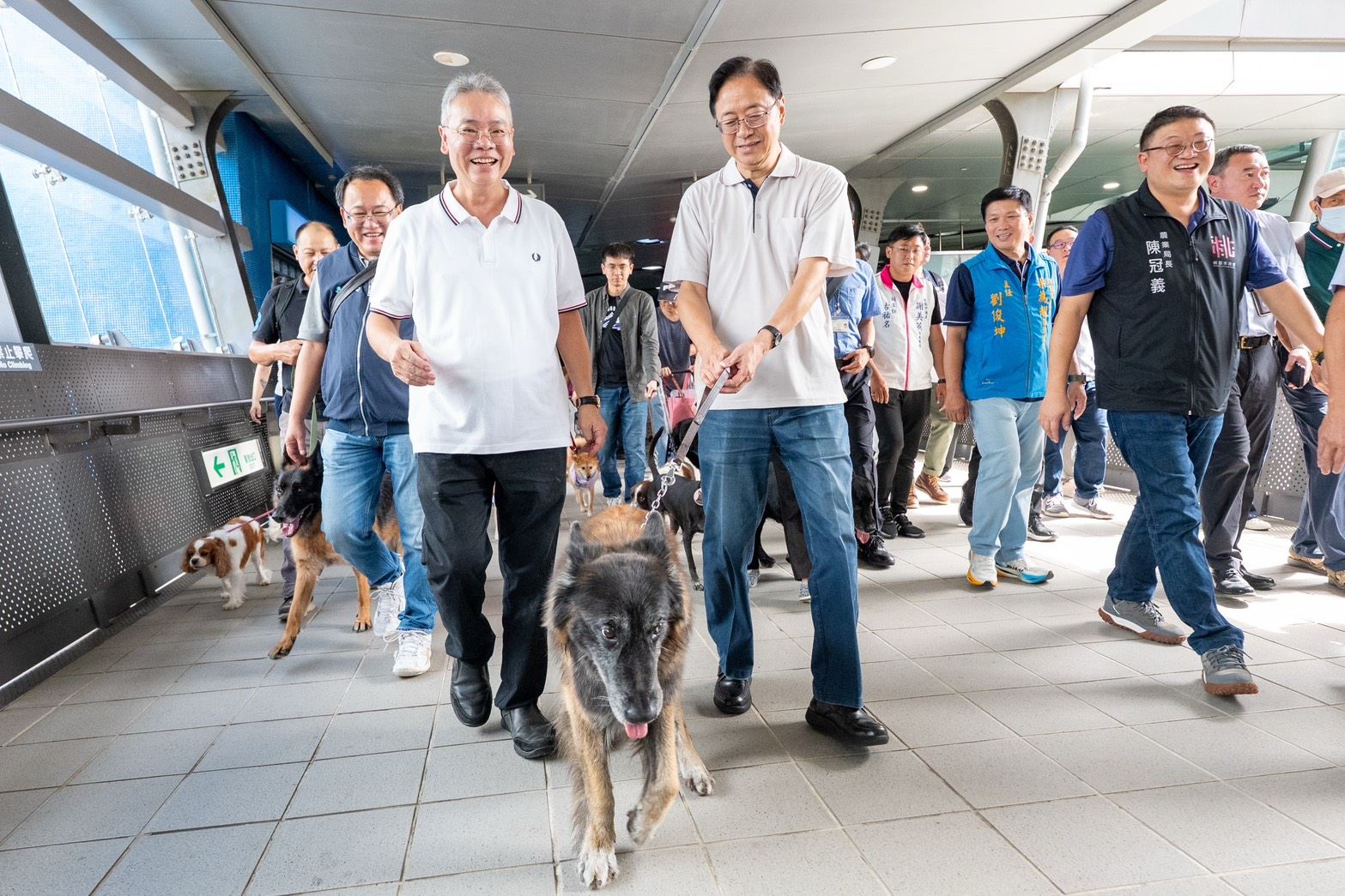 張市長和毛小孩一同搭乘桃園機場捷運