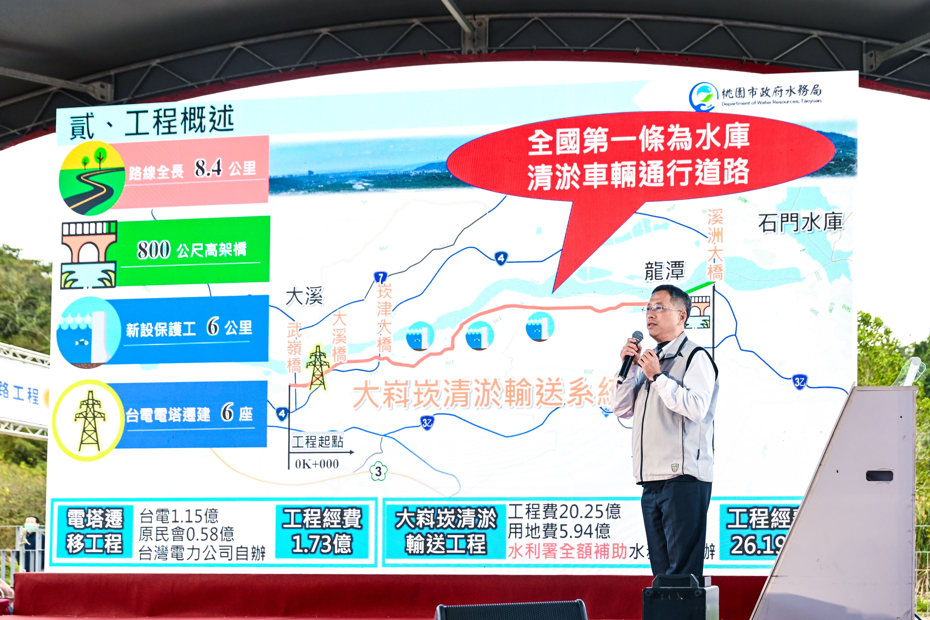水務局科長王瀚逸進行工程簡報