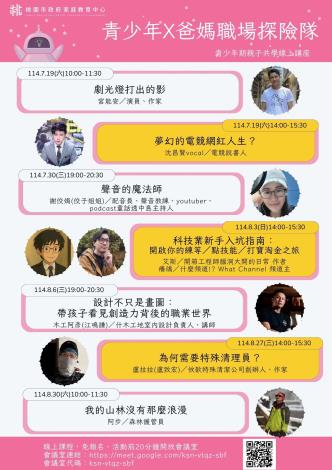 114青少年X爸媽職場探險隊線上講座