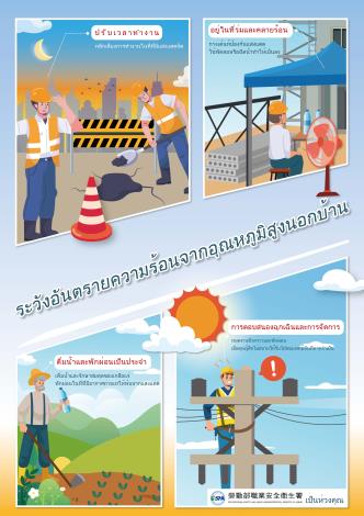 戶外高氣溫小心熱危害泰文海報