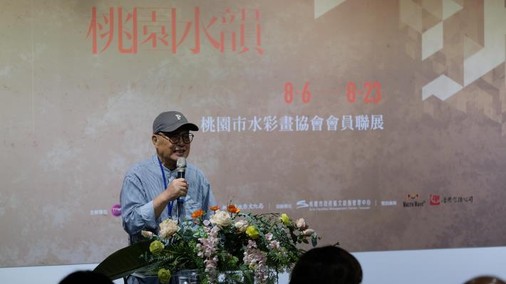 桃園市水彩畫協會顧問張柏舟分享桃園地景藝術節寫生活動經歷，也邀請文化局及各方創作者共同參與
