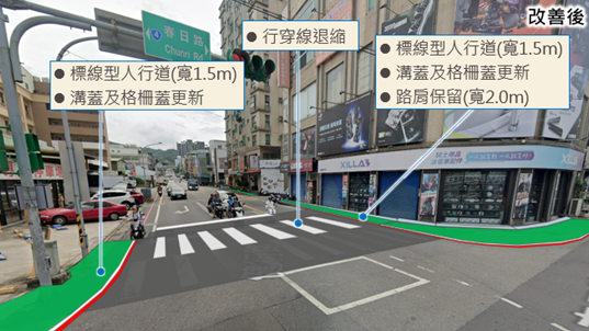 圖片2-2健行路(春日路~大業路二段)新設標線人行道示意圖