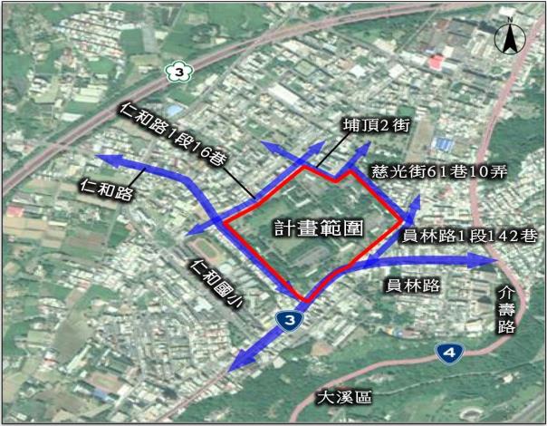 圖:「桃園市大溪埔頂營區區段徵收工程」範圍圖