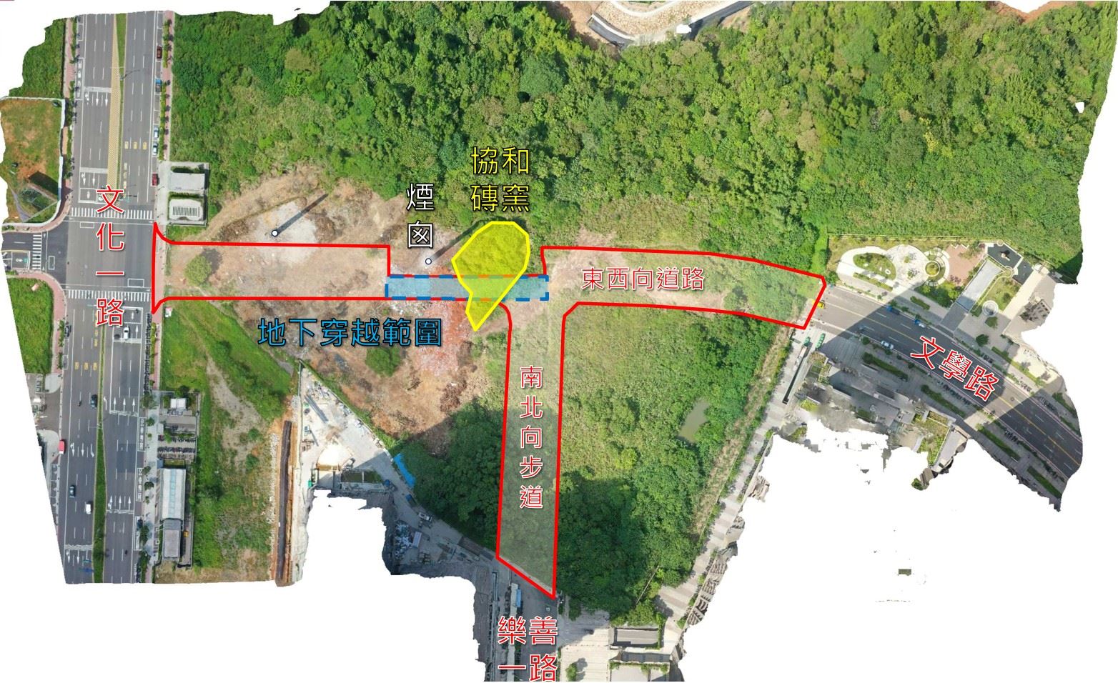 「機場捷運A7站區開發案區外道路（T字型聯外道路–變一）新闢工程」施工位置圖