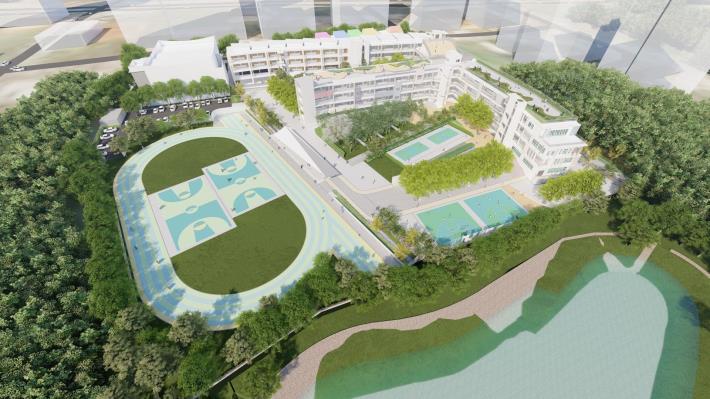 圖:「桃園市立文青國民中小學校舍新建工程(第二期)」-模擬圖