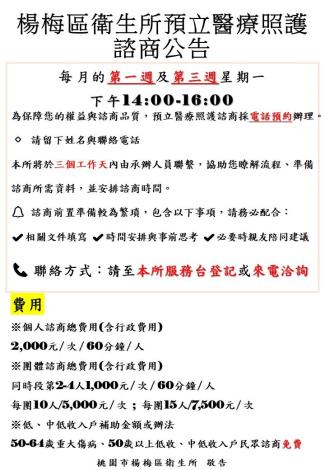 115年預立醫療門診公告
