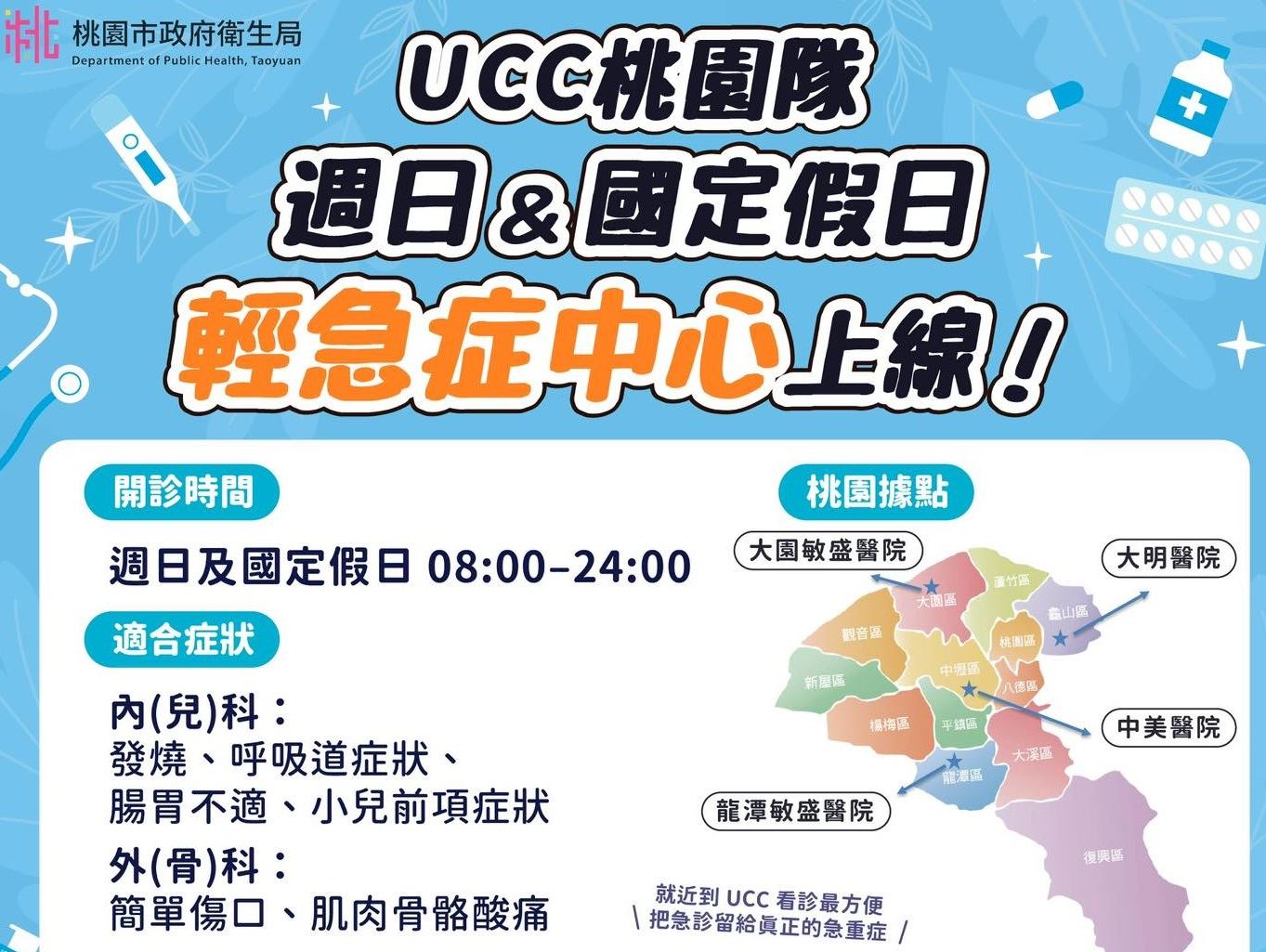 UCC桃園隊週日及國定假日輕急症中心