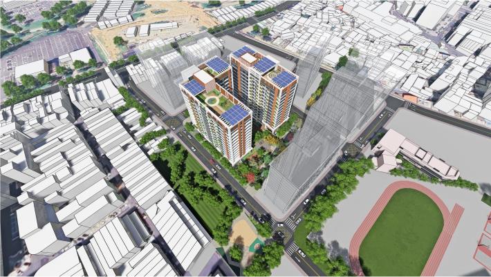 A21社會住宅模擬圖空拍視角