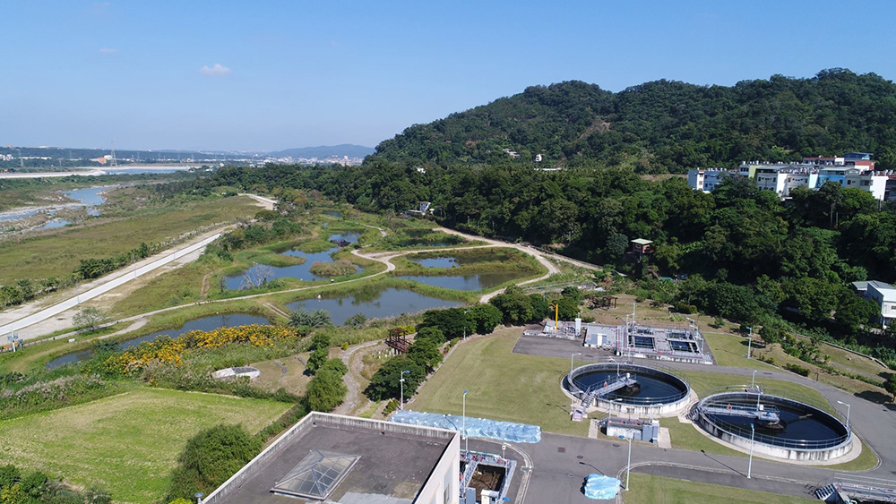 大溪水資源中心空照圖：遠眺月眉濕地生態多樣