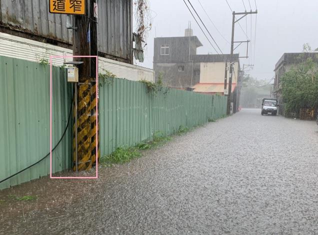 蘆竹區長興路4段60巷內路面淹水監測站實際偵測淹水情形