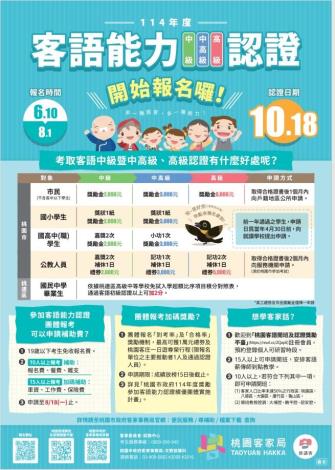 114年客語能力中級暨中高級認證_海報
