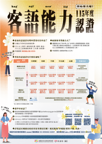 桃園115年客語認證海報-獎勵措施