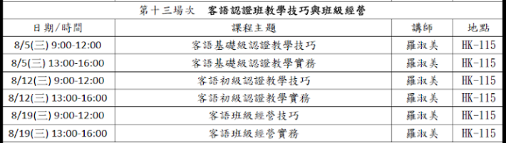 第十三場課程資訊