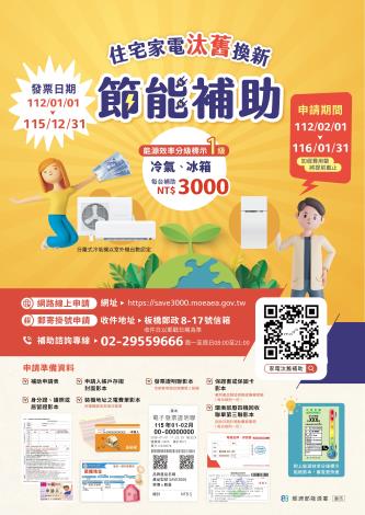 115年度住宅家電汰舊換新節能補助海報
