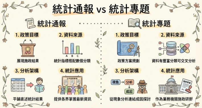 1.統計通報vs專題分析