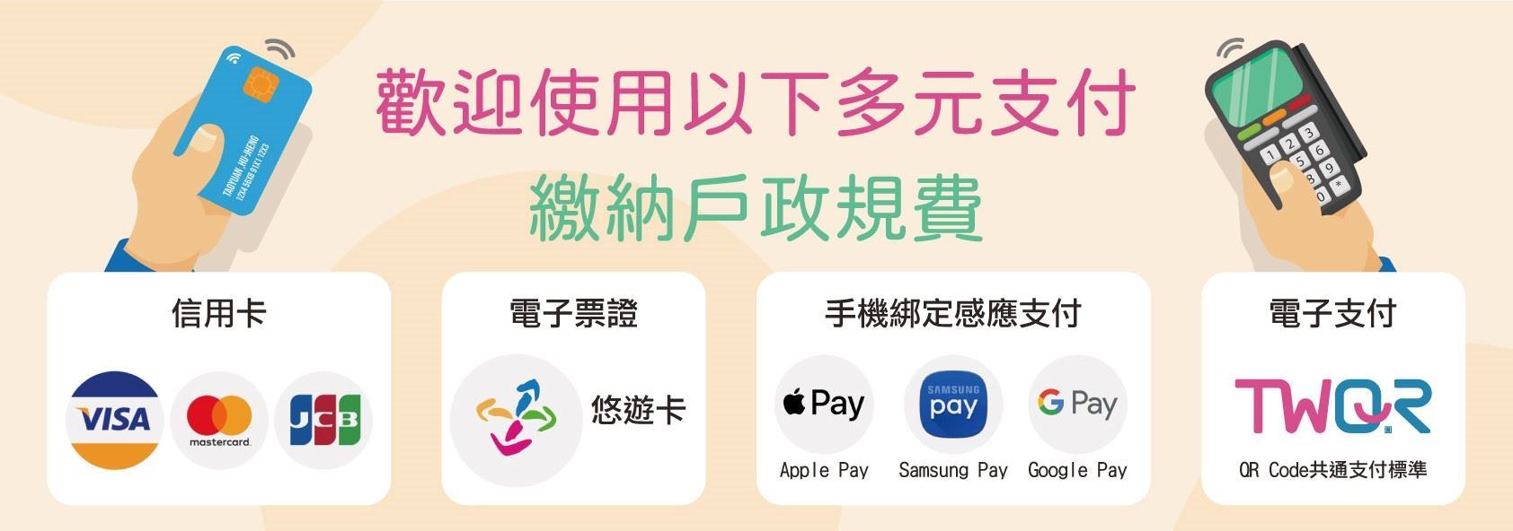歡迎使用多元支付繳納戶政規費