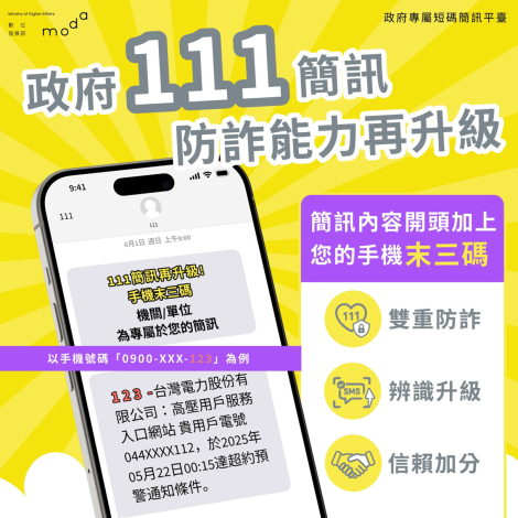 111政府專屬短碼簡訊再升級