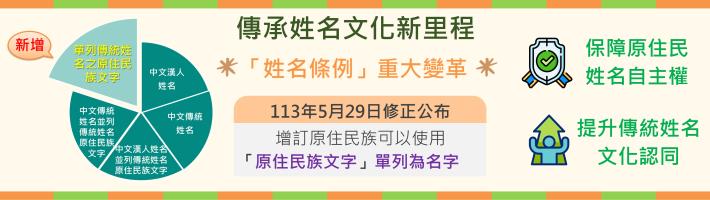 原住民族姓名可單列原住民族文字