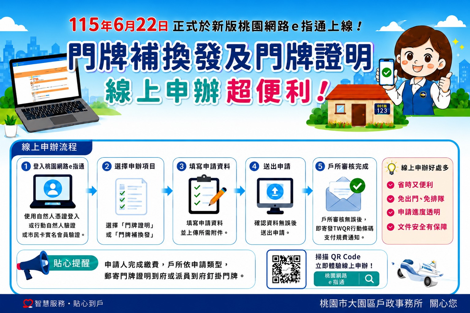 【便民服務宣導】📢 門牌補換發及門牌證明，可以線上申辦囉！
