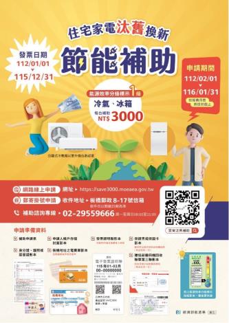 經濟部能源署115年度「住宅家電汰舊換新節能補助」海報