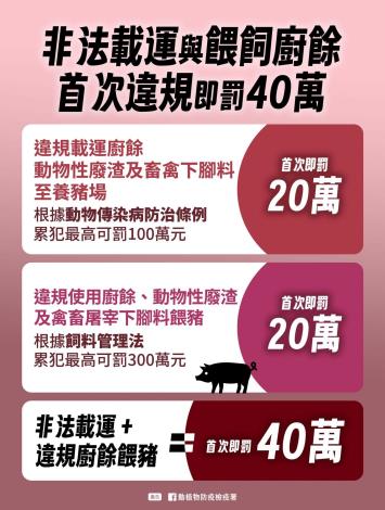 【守護臺灣豬！非法載運餵飼廚餘 首次即罰40萬！】