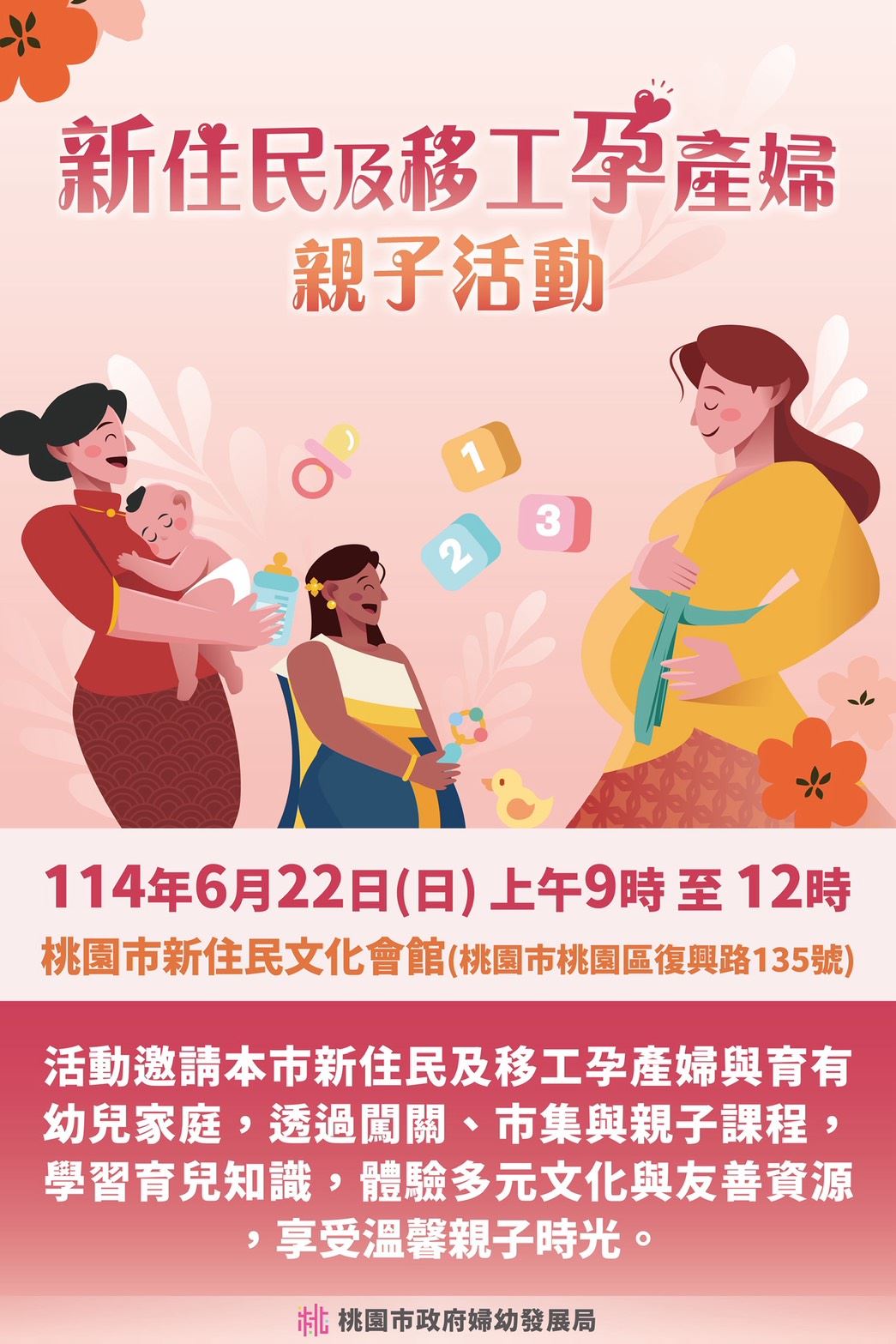 新住民及移工孕產婦親子活動海報(中文版)