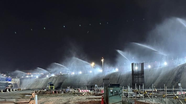 Nighttime Water Sprinkling