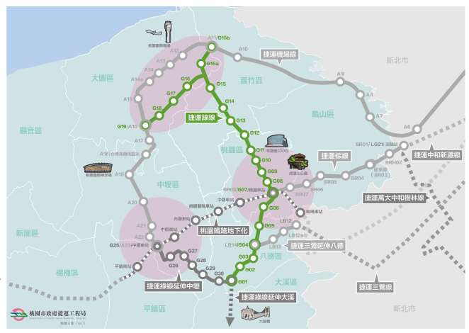 桃園捷運路線圖_捷運綠線11401-01