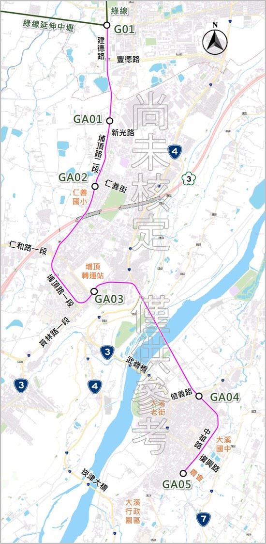 捷運綠線延伸大溪路線圖
