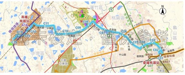 捷運青線行經路線示意圖
