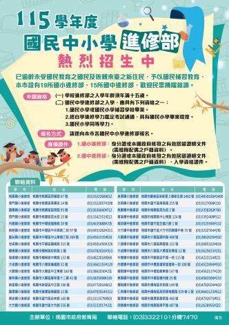 115學年度國中小進修部招生海報