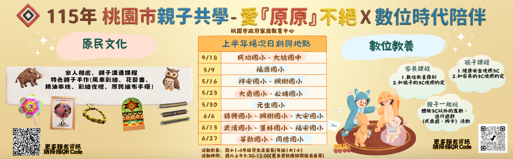 從原民文化到數位教養，桃園親子共學活動陪家庭一起成長