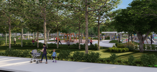 公園周邊既有花台打除，創造視覺通透性