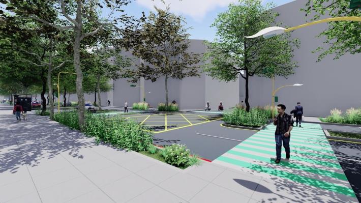 「成功路綠廊人本計畫」朝陽街以東到三民路口-行人穿越道退縮模擬圖