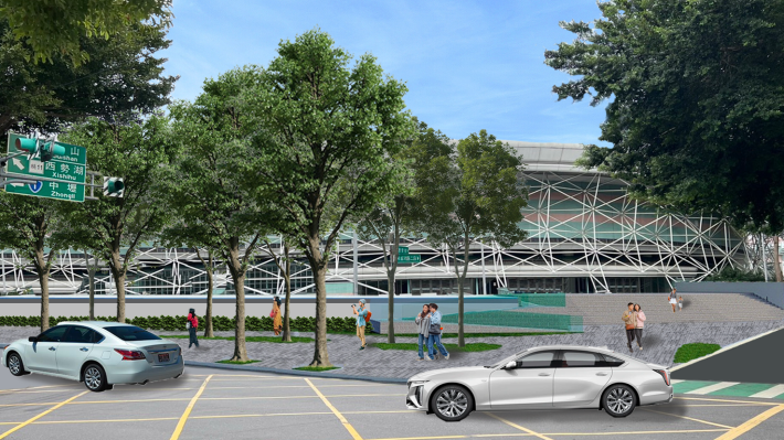 「桃園市立綜合體育館戶外景觀改善工程」成功路側示意圖