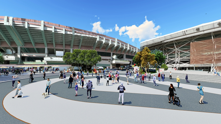 「桃園市立綜合體育館戶外景觀改善工程」入口廣場示意圖