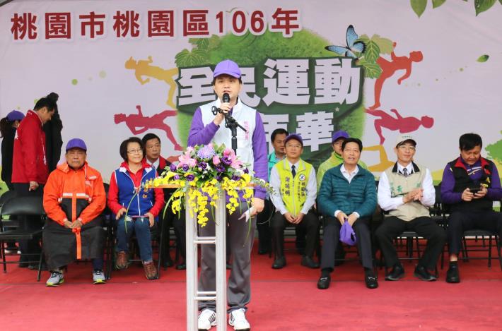 張世威區長表示，藉由舉辦健走活動，提升桃園區民眾運動風氣。