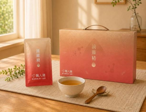 圖二 職人雞（洺鈞畜產）推出滴雞精禮盒，展現無抗養殖及友善畜產理念