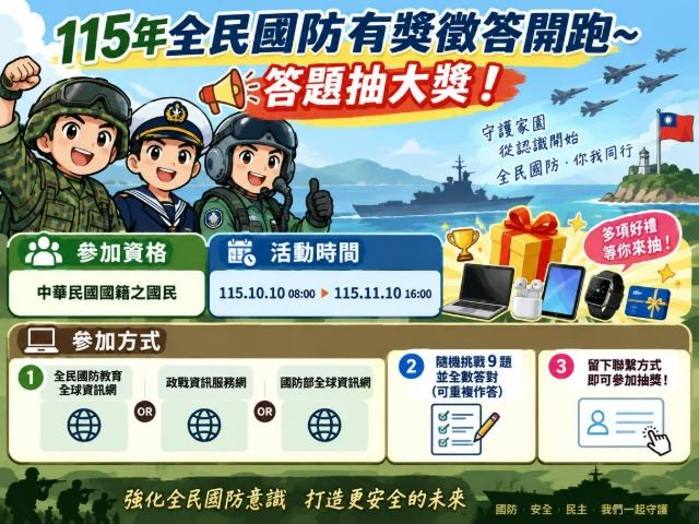 115年全民國防有獎徵答開跑